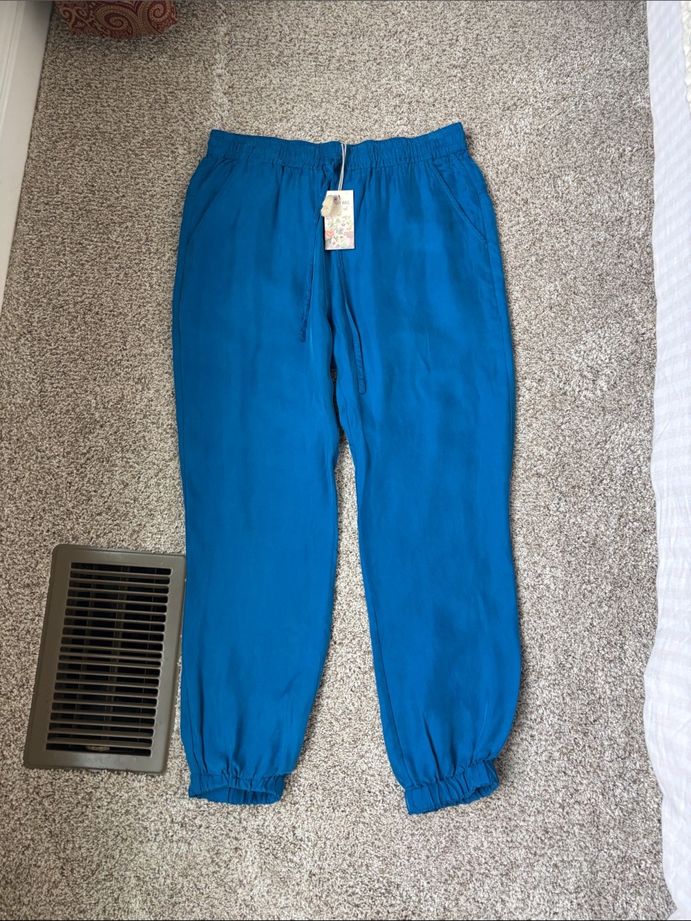 Johnny Was Teal Blue Drawstring Jogger Pants